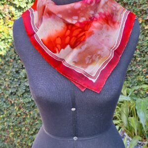 Lenço “Fogo do Outono” – Seda Pura 50x50cm