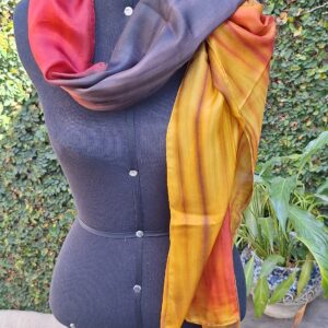 Encharpe “Chama de Outono” – Seda Pura 40x180cm
