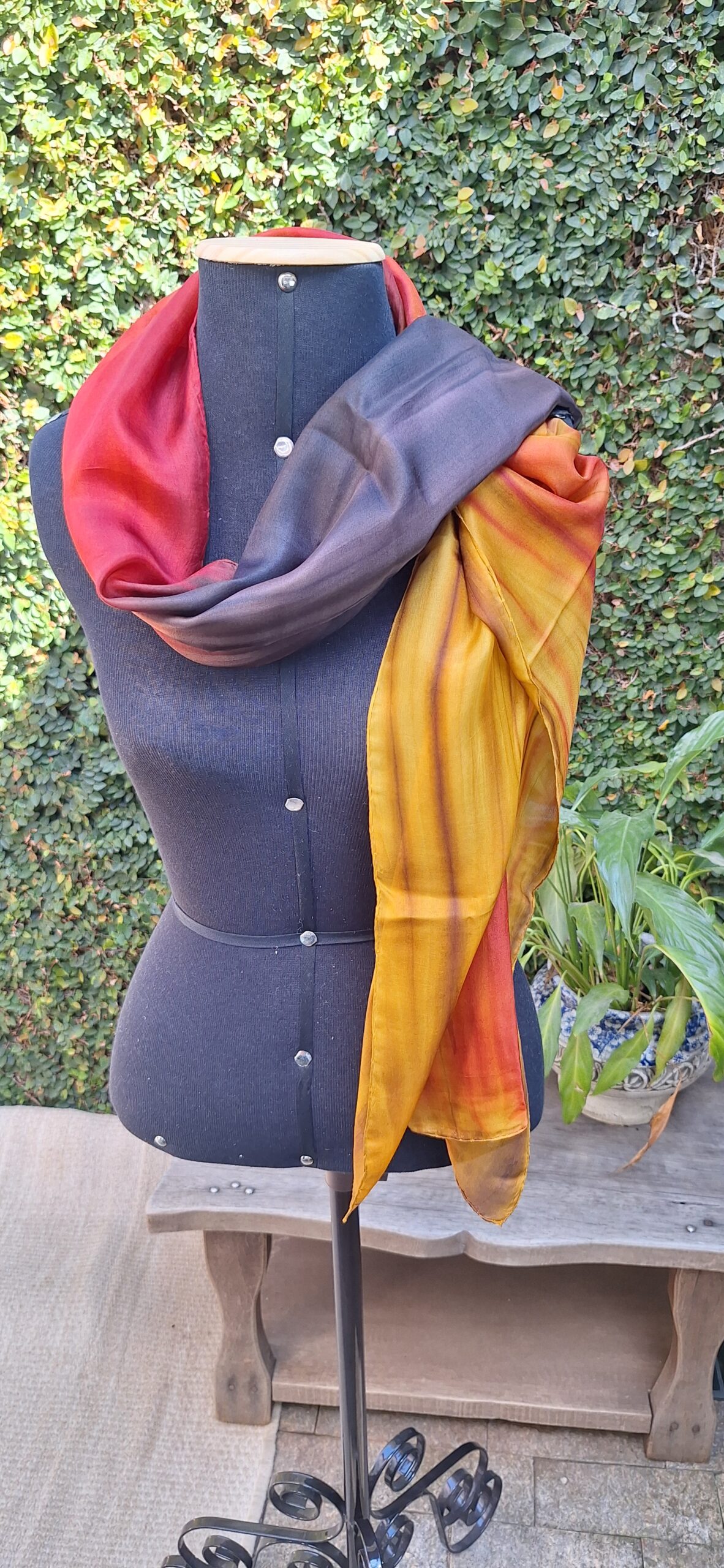 Encharpe “Chama de Outono” – Seda Pura 40x180cm