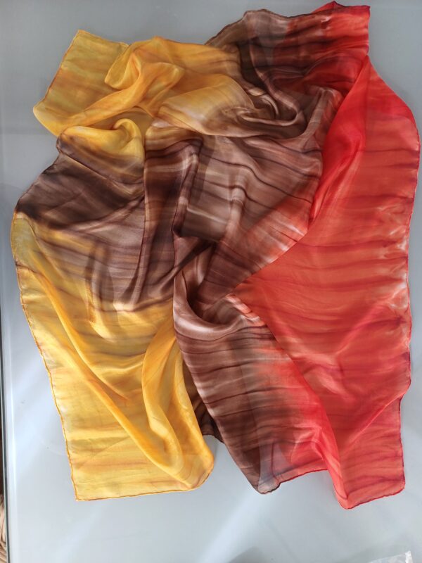 Lenço “Sol de Outono” – Seda Pura 90x90cm - Imagem 2