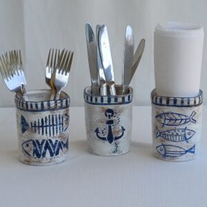 Kit Porta Objetos Náutico - Pintado a mão
