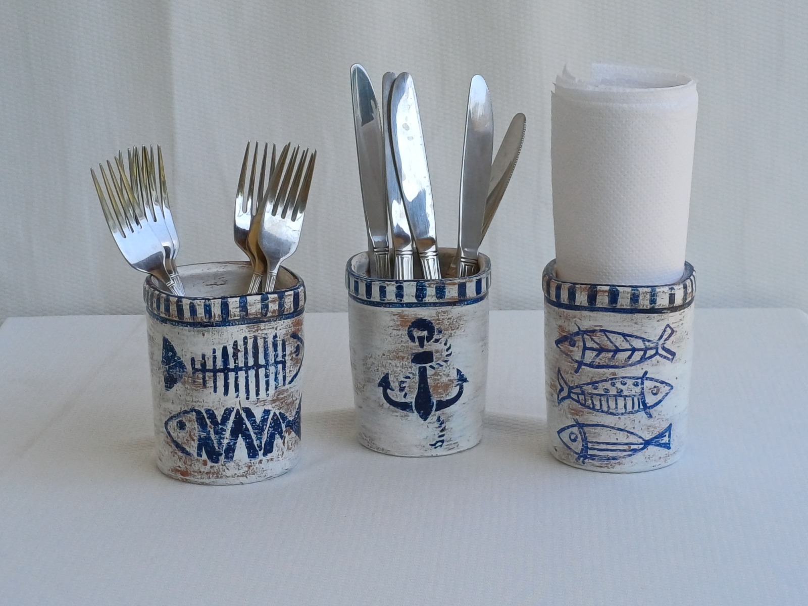 Kit Porta Objetos Náutico - Pintado a mão