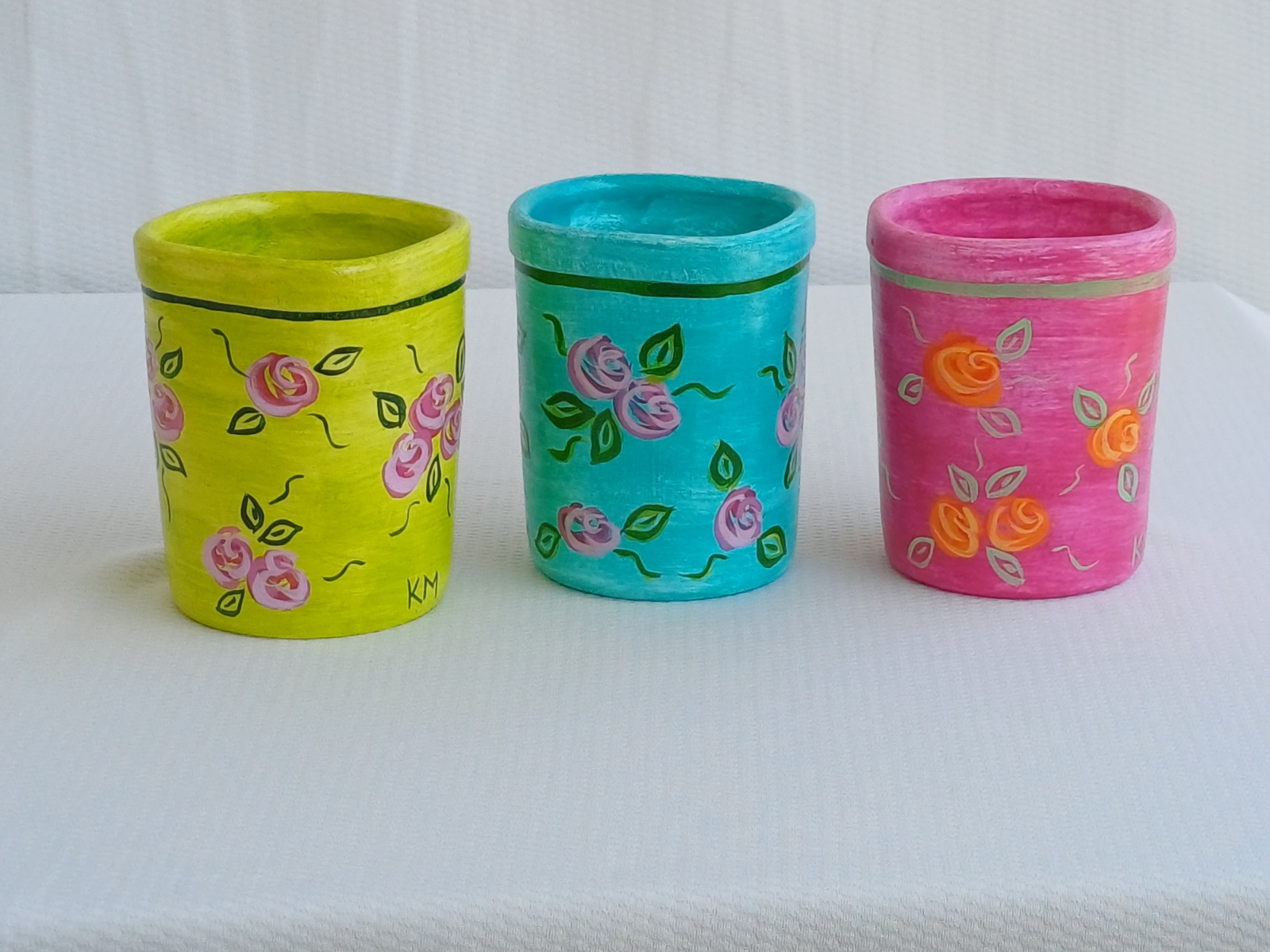 Kit Porta Objetos Jardim das flores - Pintado à mão