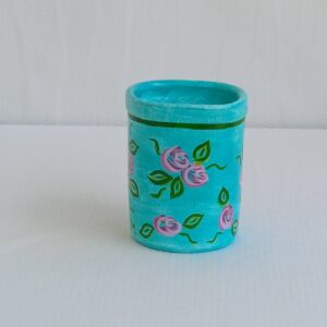 Porta Objetos Jardim das flores azul - Pintado a mão