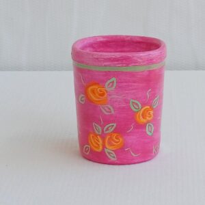 Porta Objetos Jardim das flores rosa - Pintado a mão